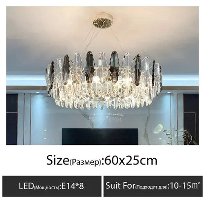 Modern black and clear diamond crystal chandelier pendant lamp with led light source for living room lighting