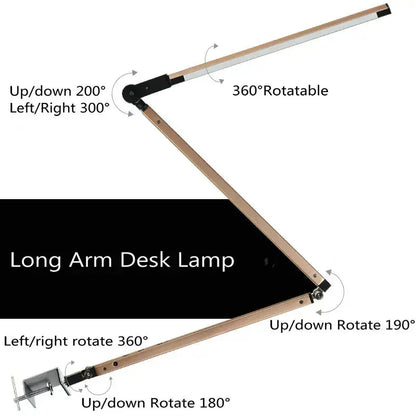 Modern black clip led desk lamp with sleek metallic finish and articulated joints for flexible office or reading use