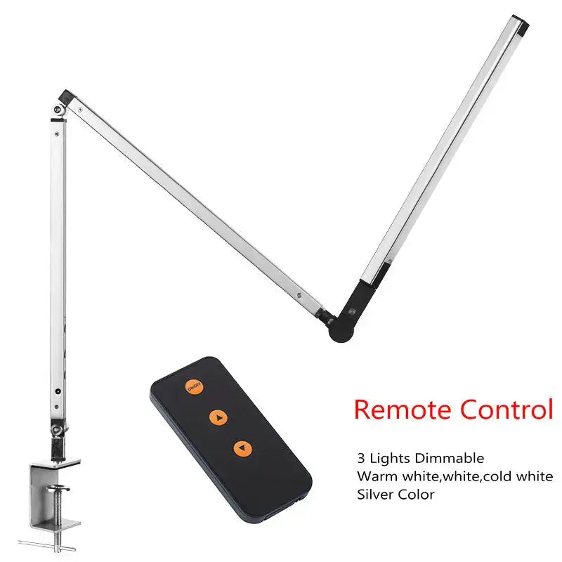 Silver adjustable desk lamp with articulated arm and clamp base for modern black decorbites clip led desk use