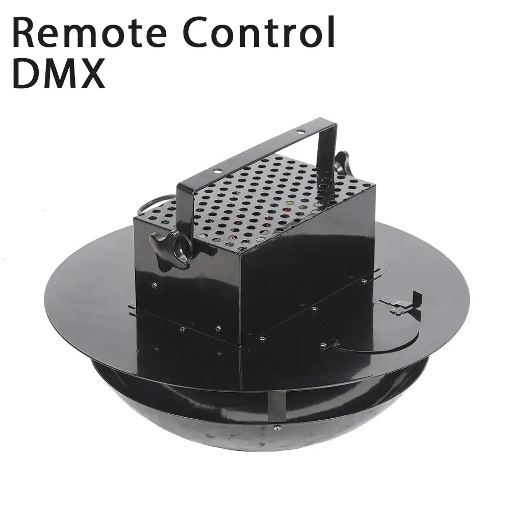 Modern black confetti streamer cannon machine with black metal remote control dmx unit and integrated handle for party use