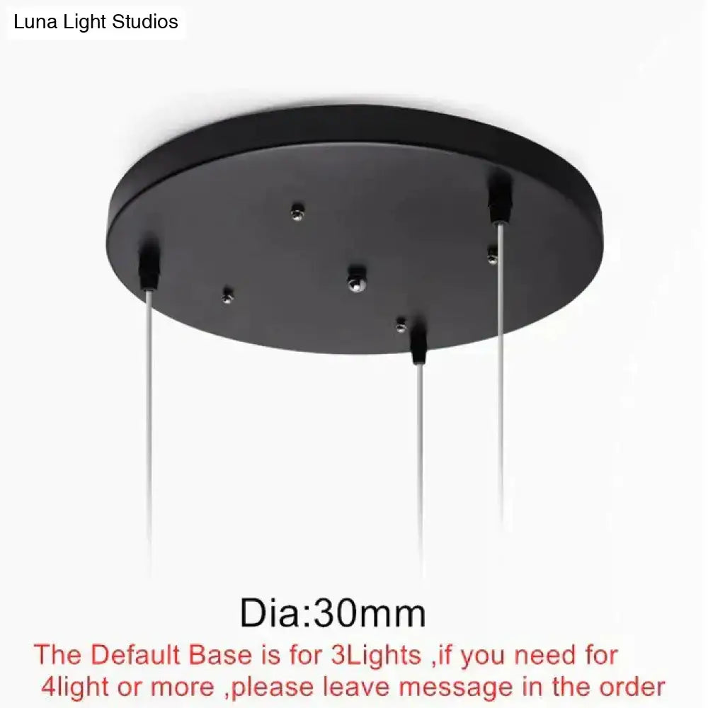 Modern black conical led pendant lamp ceiling base with three adjustable silver rods for kitchen island lighting