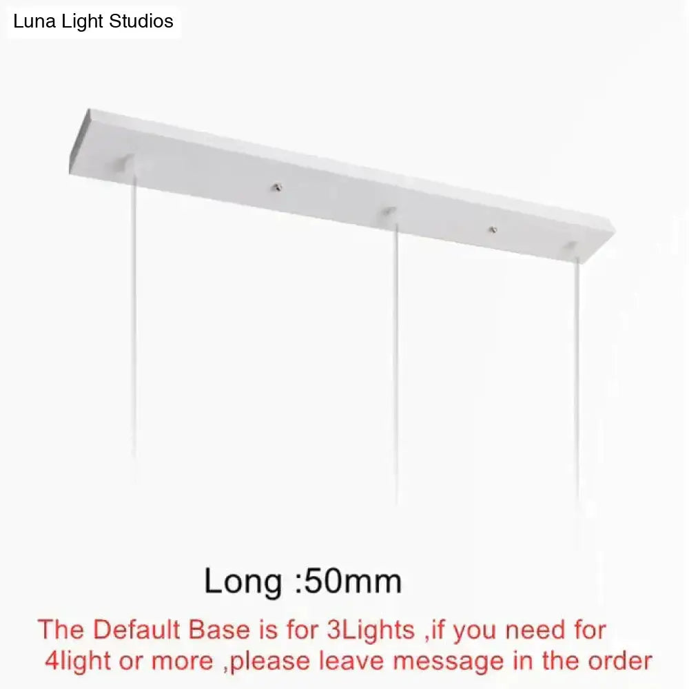 White rectangular modern led pendant lamp with three hanging cords for kitchen island lighting use