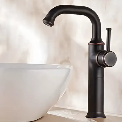 Modern black and copper basin faucet with black matte finish and curved spout for bathroom decorbites black antique brass