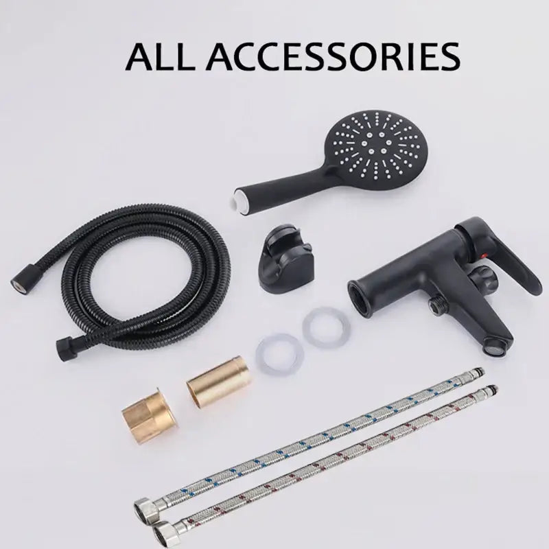 Modern black copper basin faucet with black matte finish includes integrated handle side spout and handheld showerhead decorbites black copper basin faucet