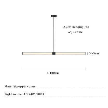 Modern black copper glass pendant dining room hanging lamp with sleek copper glass design and adjustable 150cm rod led lighting