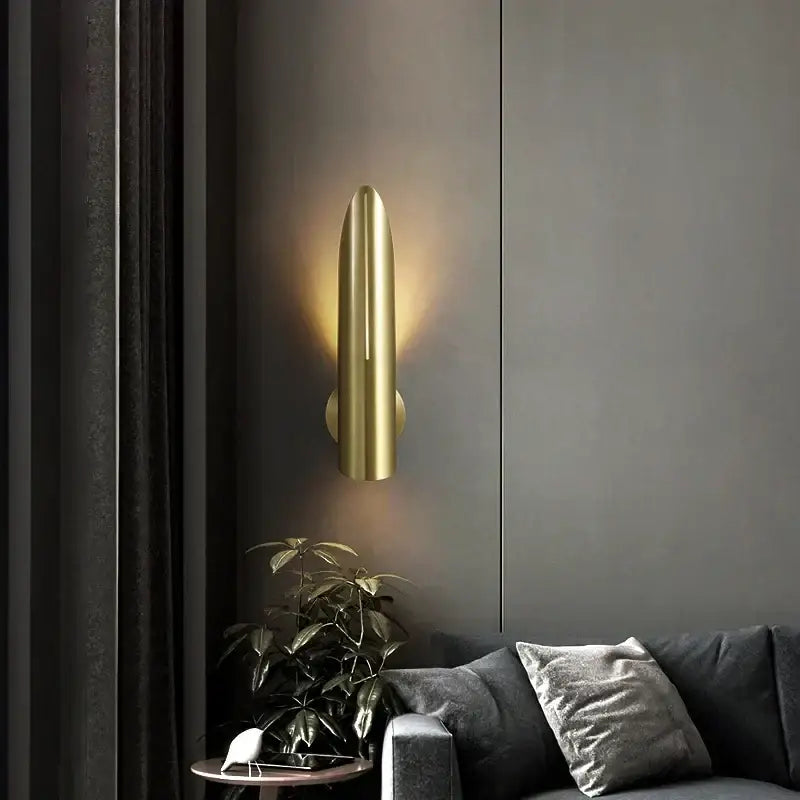 Modern black copper luxe wall lamp with gold-colored sleek cylindrical design for living room decorbites black copper