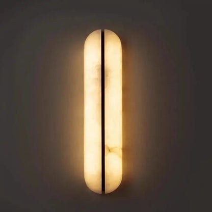 Modern black copper marble led wall light with warm-toned polished alabaster and black accent strip for living room decorbites black copper