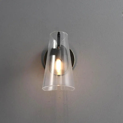 Modern black copper wall lamp glass sconce with clear glass and sleek black metal accents for bedroom decorbites black copper