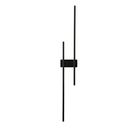 Modern black copper wall lamp with minimalist design featuring two slender vertical rods and a central rectangular base