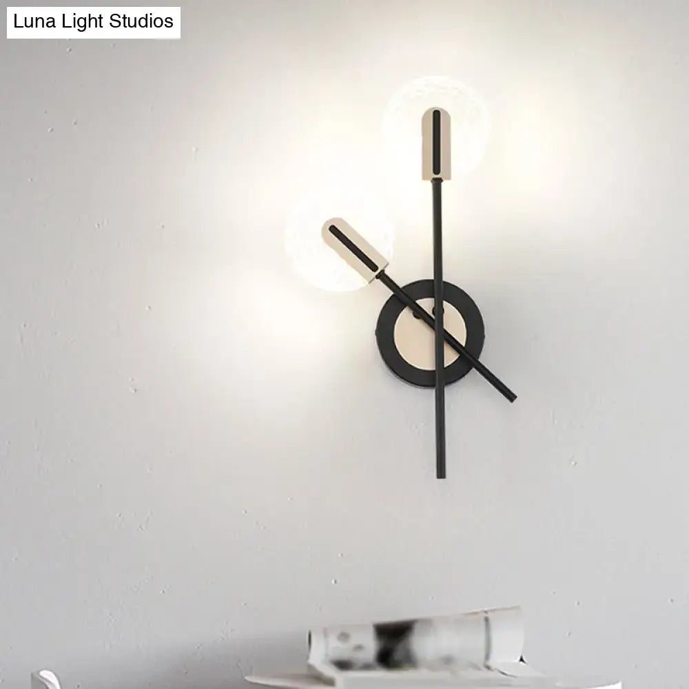 Minimalist wall-mounted clock with sleek black and white geometric design combined with modern black and cream warm white wall light sconce 220v-240v