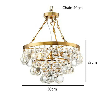 Modern black crystal bead chandelier featuring gold-finished frame with cascading clear crystal bead ceiling droplets
