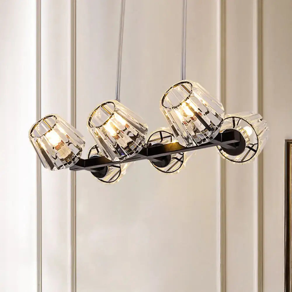 Modern black crystal block chandelier light kit with four faceted glass shades for dining room decorbites modern conic style