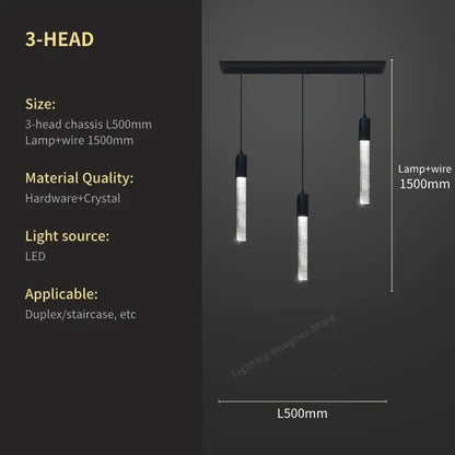 Modern black pendant light with three crystal bubble chandelier lamps and led lighting for elegant decorbites crystal bubble design