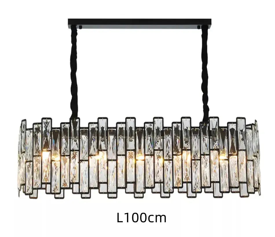 Modern black crystal chandelier with black metal frame and asymmetrical clear crystal bars for dining room decorbites black crystal