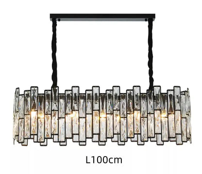 Modern black crystal chandelier with black metal frame and asymmetrical clear crystal bars for dining room decorbites black crystal