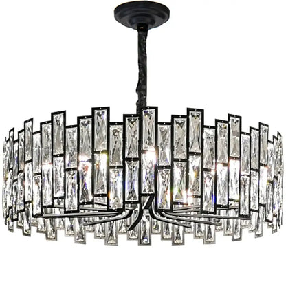 Modern black crystal chandelier with clear rectangular crystal accents for dining room decorbites black crystal lamp