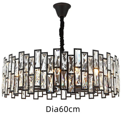 Modern black crystal chandelier with clear rectangular crystal accents for dining room decorbites black crystal lighting