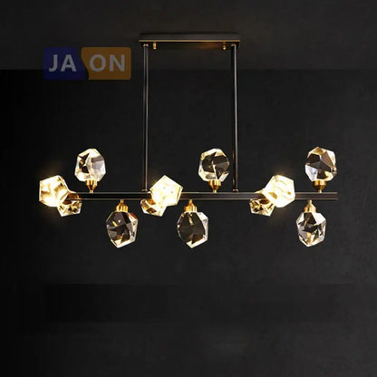 Modern black crystal copper chandelier featuring gold-toned metal frame and faceted glass shades for dining room decorbites black crystal