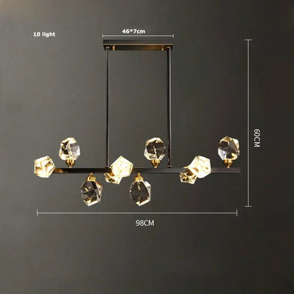 Modern black crystal copper chandelier with ten faceted lights ideal for dining room decorbites black crystal design