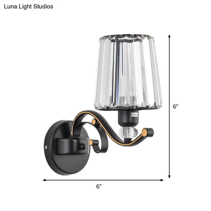 Modern black and gold wall light with faceted crystal design for living room sconce lighting fixture