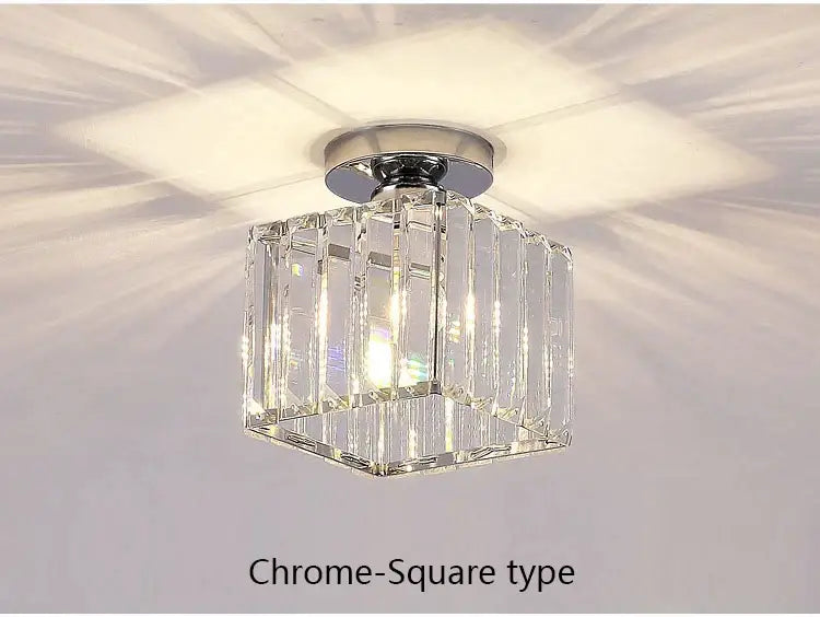 Modern black crystal led ceiling light with chrome finish and faceted crystal panels for bedroom light fixture decorbites crystal led