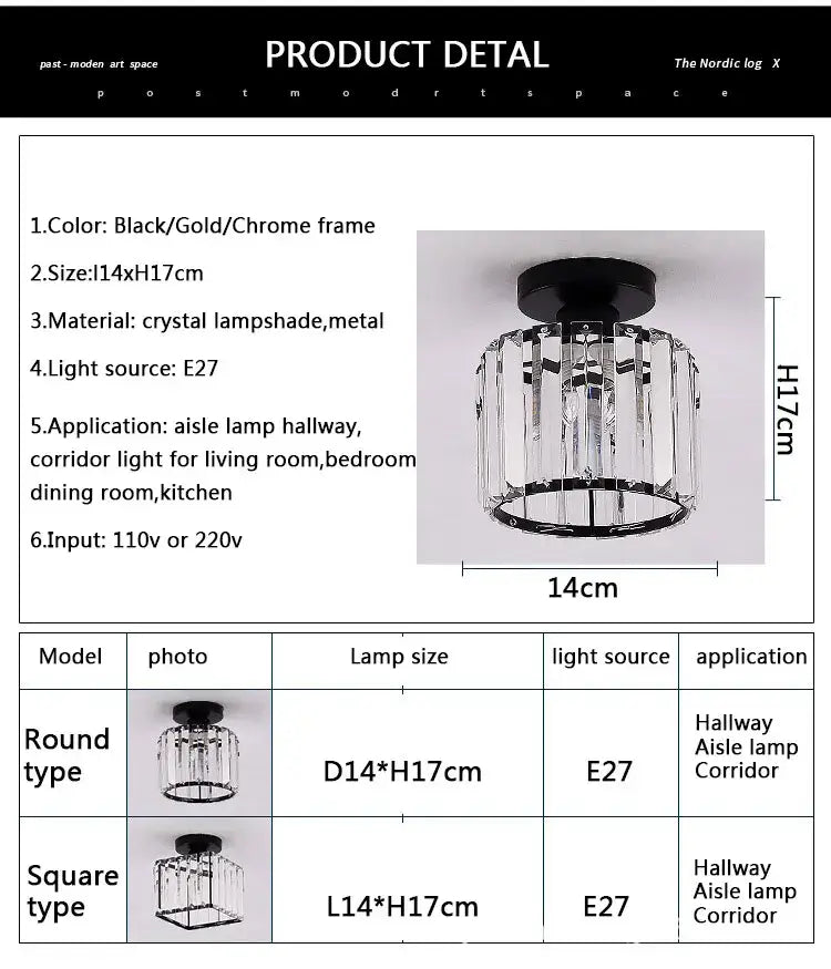 Modern black ceiling light fixture with crystal led and cylindrical vertical prismatic glass panels by decorbites