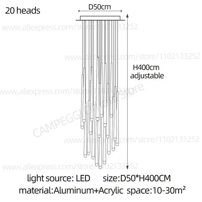 Modern black crystal led chandelier dining room pendant light with 20 adjustable aluminum and acrylic light heads by decorbites crystal led