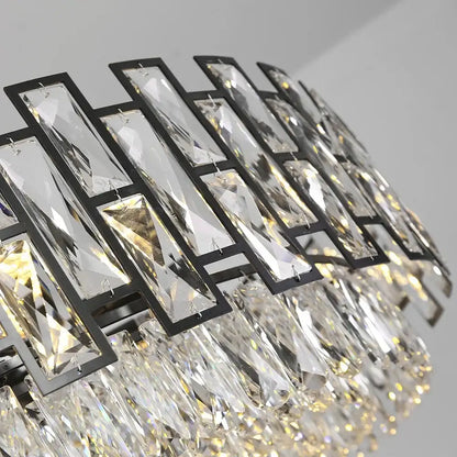 Modern black crystal led chandelier with black-framed faceted rectangular and teardrop-shaped crystals for living room decorbites black crystal