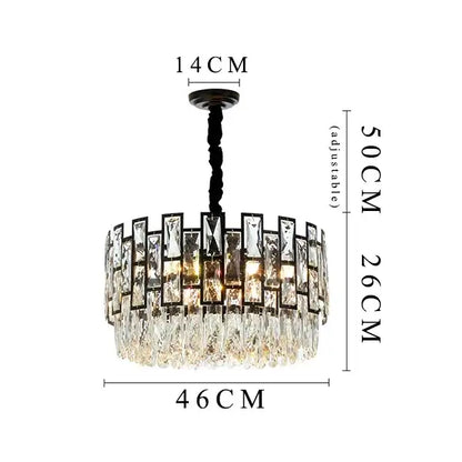 Modern black crystal led chandelier with rectangular faceted crystals and black metal frame for living room decorbites black crystal