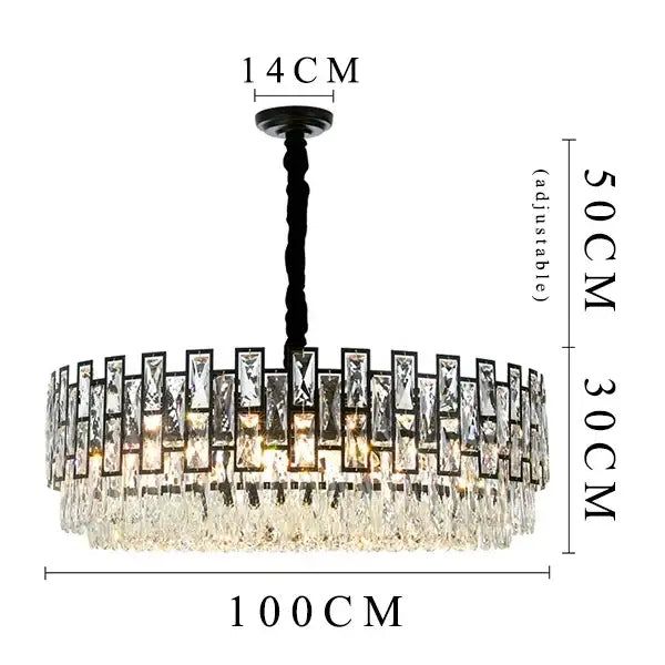 Modern black crystal led chandelier with clear rectangular crystals and black twisted chain for living room decorbites black crystal