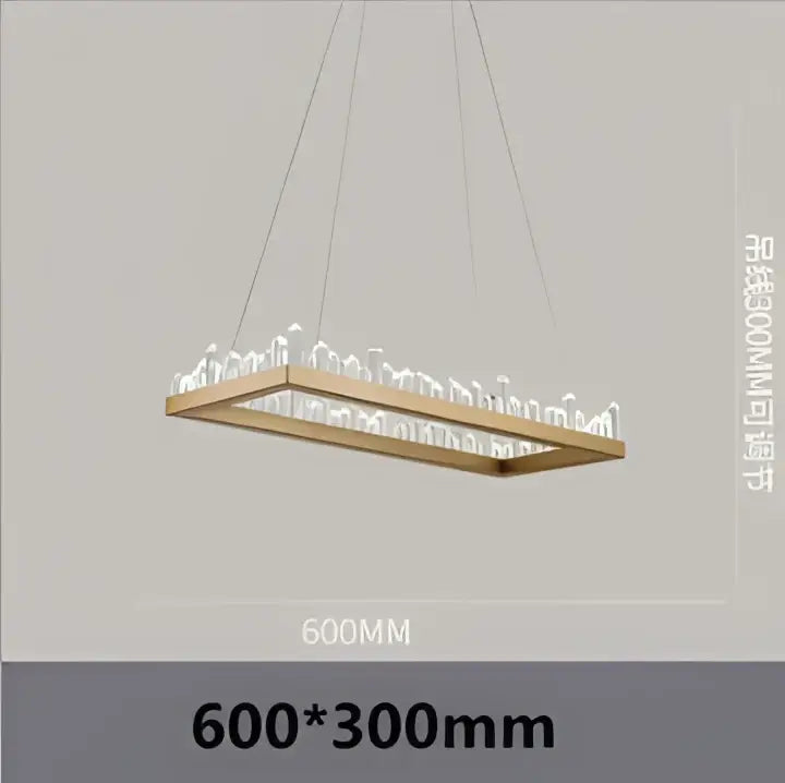 Modern black crystal led pendant light featuring a rectangular wooden chandelier with multiple white led lights for dining room decorbites crystal led pendant