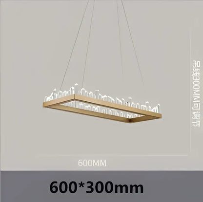Modern black crystal led pendant light featuring a rectangular wooden chandelier with multiple white led lights for dining room decorbites crystal led pendant