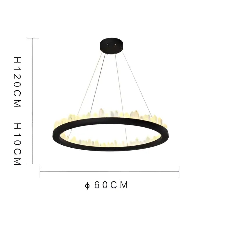 Modern black crystal led pendant light chandelier featuring circular design with integrated LED lights for dining room decorbites pendant lights