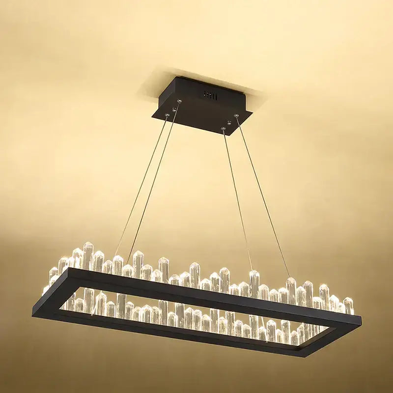 Modern black crystal led pendant dining room chandelier with clear cylindrical elements by decorbites pendant lights