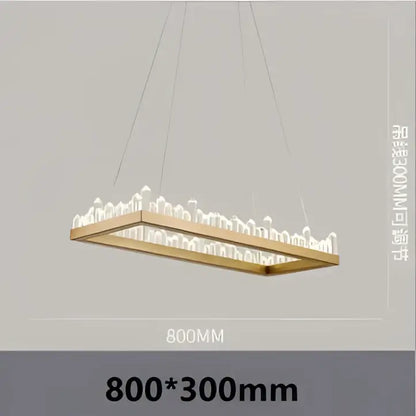 Modern black crystal led pendant light with rectangular wooden frame and integrated led lights for dining room decorbites crystal led chandelier