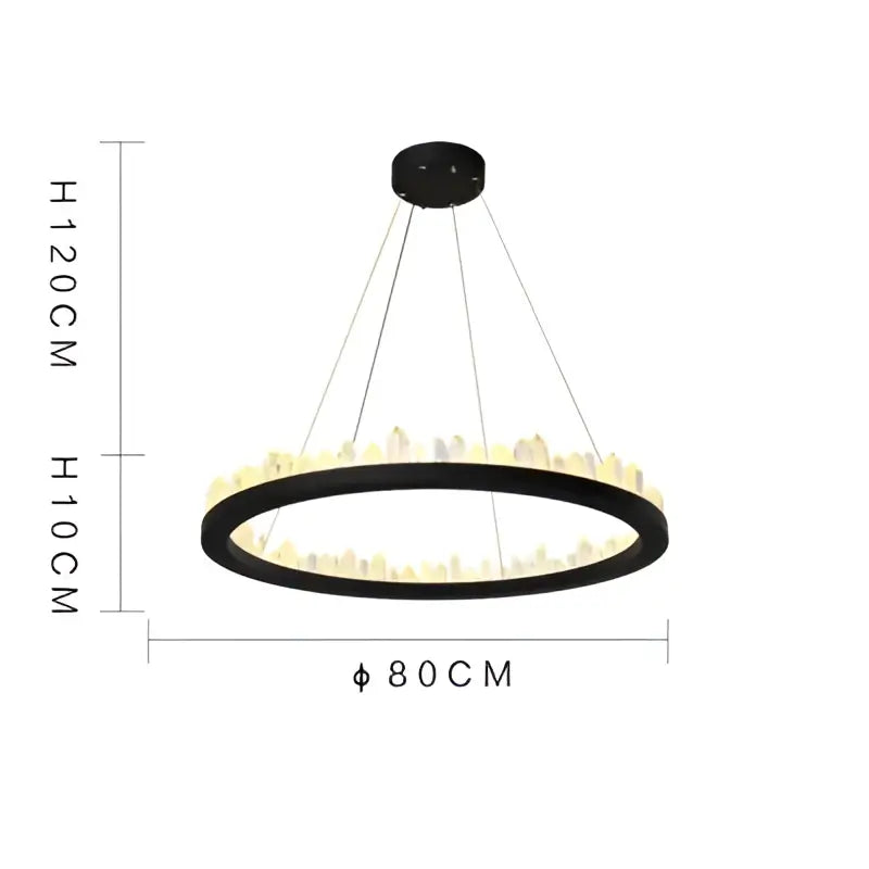 Modern black crystal led pendant light featuring a circular cityscape design with integrated LED pendant lights for dining decorbites crystal led