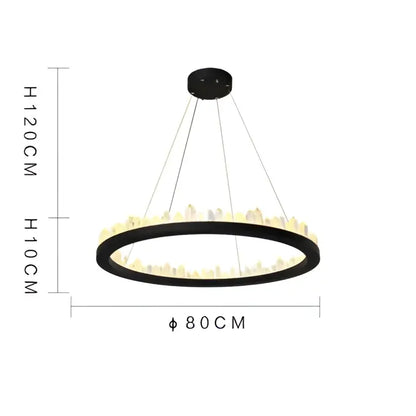 Modern black crystal led pendant light featuring a circular cityscape design with integrated LED pendant lights for dining decorbites crystal led