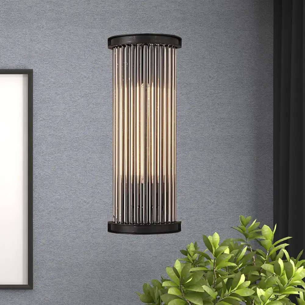 Modern black crystal rod wall lamp with cylindrical glass rods emitting warm glow for living room 110v 240v 220v 240v