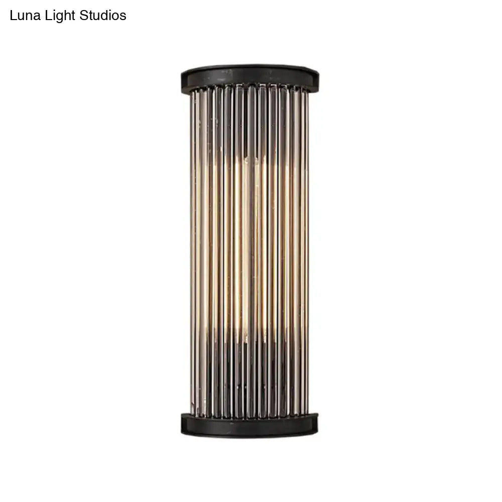 Modern black wall lamp with cylindrical smoked glass rods for living room use 110v 240v and 220v 240v compatible
