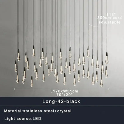 Modern black crystal chandelier light fixture with clear crystals and stainless steel accents for stairwell decorbites crystal style