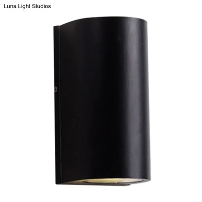 Modern black cube led wall sconce porch light with matte finish curved top for 110v-120v or 220v-240v use