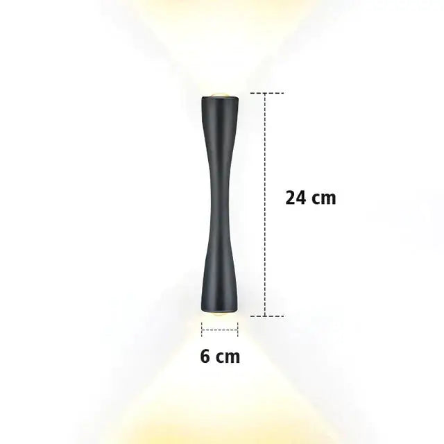 Modern black curved wall sconce with matte finish and sleek elongated design for outdoor waterproof porch lighting