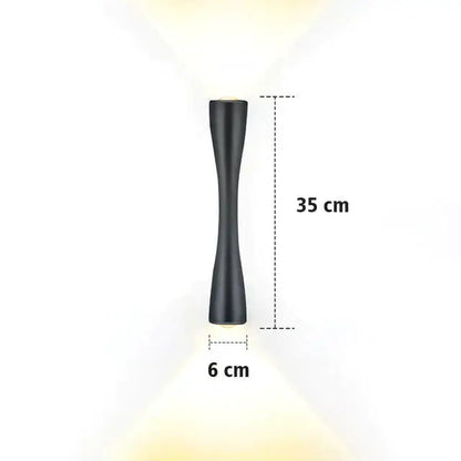 Modern black curved wall sconce 35 cm tall sleek led waterproof outdoor porch light mounted on wall