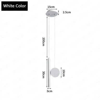 White minimalist pendant lamp with sleek cylindrical body and circular shade for dining room decorbites adjustable led pendant