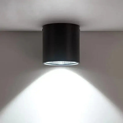 Modern black cylindrical pendant ceiling spot light with sleek design ideal for kitchen lighting applications