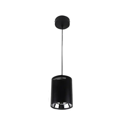 Modern black cylindrical pendant ceiling spot light with sleek matte finish and reflective interior for kitchen use