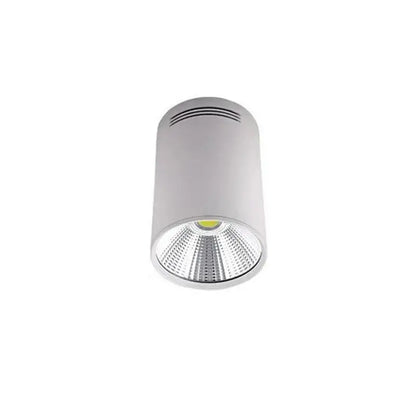 Modern black cylindrical pendant ceiling spot light with white led downlight textured lens and ventilation slits on top