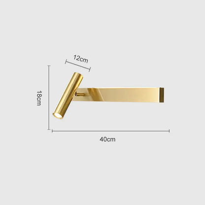 Gold-finished modern wall light with adjustable cylindrical head and flat rectangular base for decorbites copper wall light use