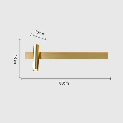 Modern black cylindrical wall light with gold minimalist horizontal bar, ideal as a decorbites copper wall light fixture