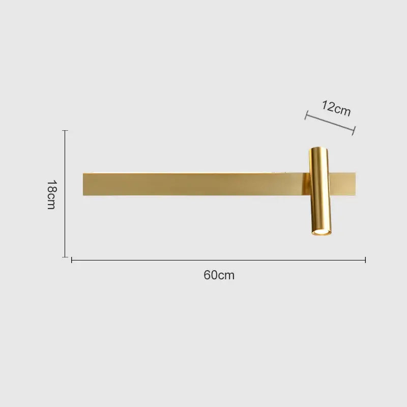 Modern black cylindrical wall light with a gold minimalist rectangular bar ideal for bedroom reading and decorbites copper wall light